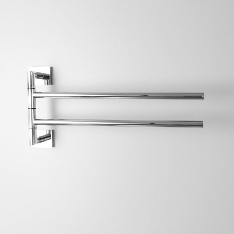 Zurich Double Towel Bar - Wall Mount - 15" Brass/Polished Chrome
