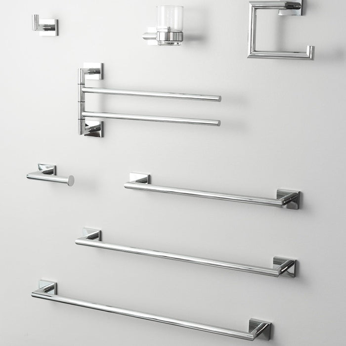 Zurich Double Towel Bar - Wall Mount - 15" Brass/Polished Chrome