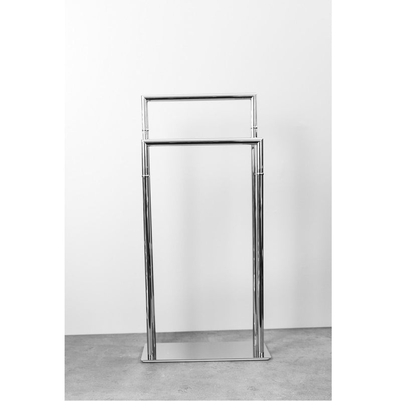 Zurich Double Towel Bar - Free Standing - 33" Brass/Polished Chrome