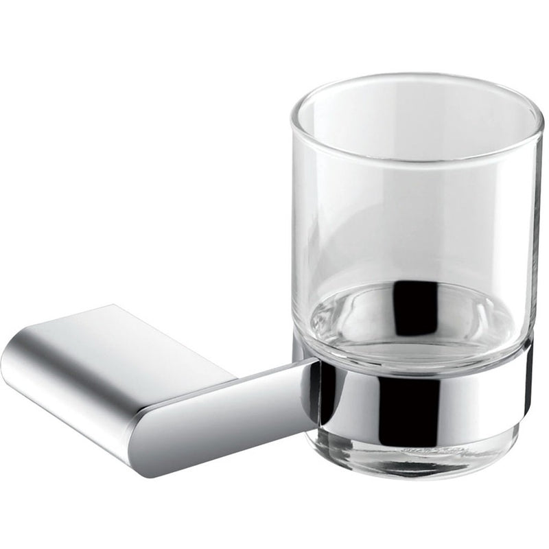 Moon Toothbrush Holder - Wall Mount - 4" Brass/Glass/Polished Chrome