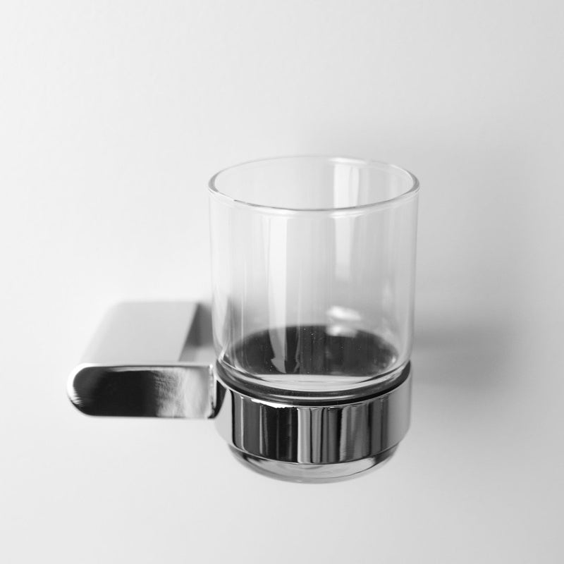 Moon Toothbrush Holder - Wall Mount - 4" Brass/Glass/Polished Chrome