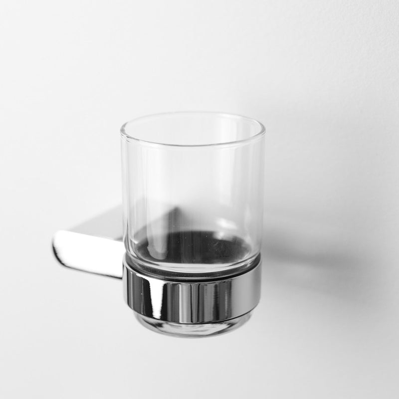 Moon Toothbrush Holder - Wall Mount - 4" Brass/Glass/Polished Chrome