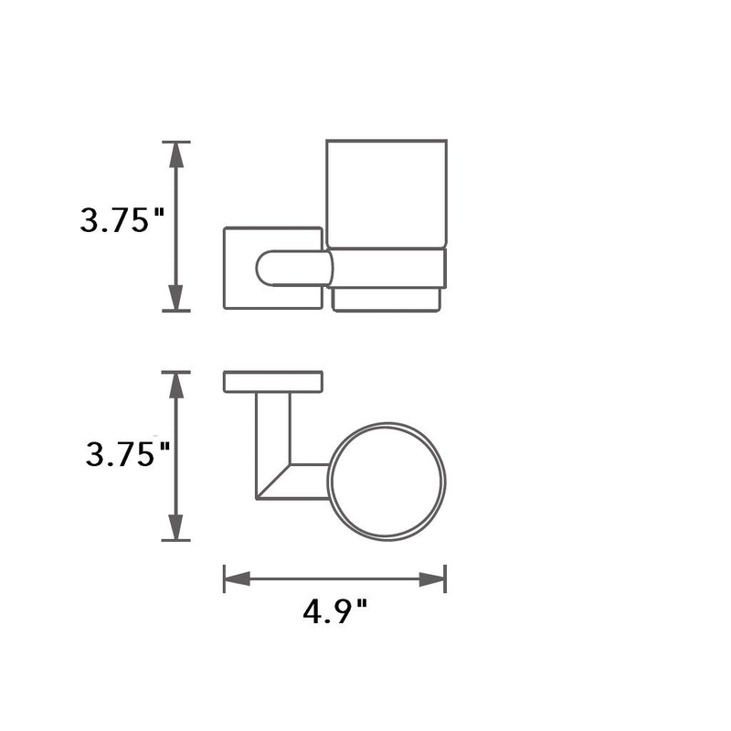 Zurich Toothbrush Holder - Wall Mount - 4" Brass/Glass/Polished Chrome