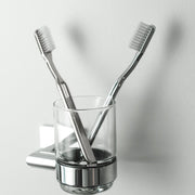Zurich Toothbrush Holder - Wall Mount - 4" Brass/Glass/Polished Chrome