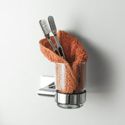 Zurich Toothbrush Holder - Wall Mount - 4" Brass/Glass/Polished Chrome