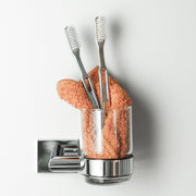 Zurich Toothbrush Holder - Wall Mount - 4" Brass/Glass/Polished Chrome