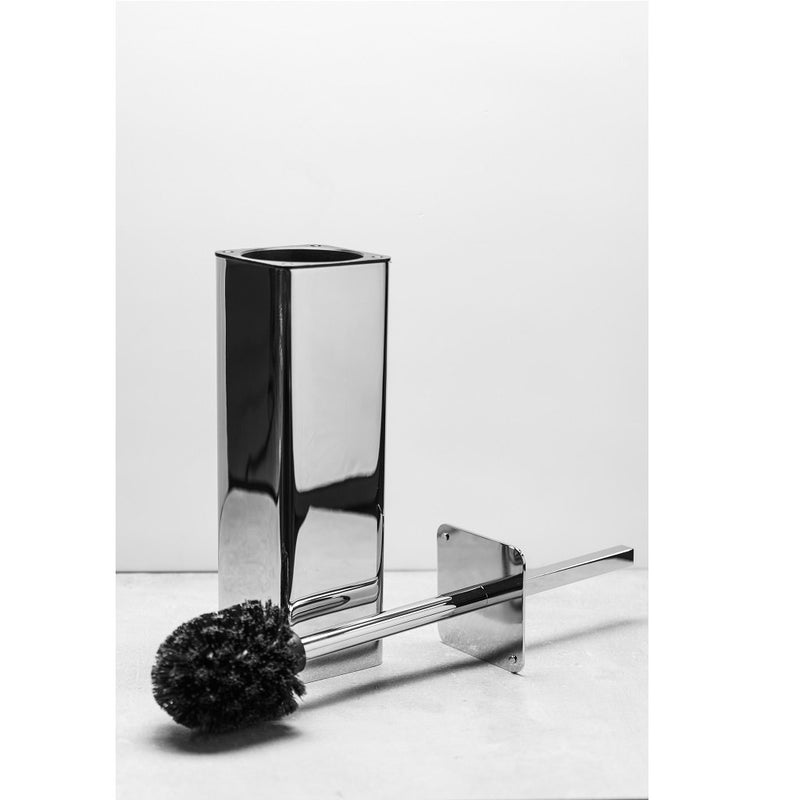 Moon Toilet Brush Holder - Free Standing - 16" Brass/Polished Chrome