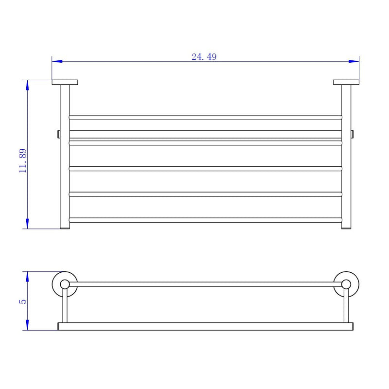 Smart Towel Shelf - Wall Mount - 24" Brass/Polished Chrome