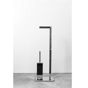 Cubic Toilet Brush And Toilet Paper Holder - Free Standing - 29" Brass/Polished Chrome