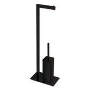 Cubic Toilet Brush And Toilet Paper Holder - Free Standing - 29" Brass/Matt Black