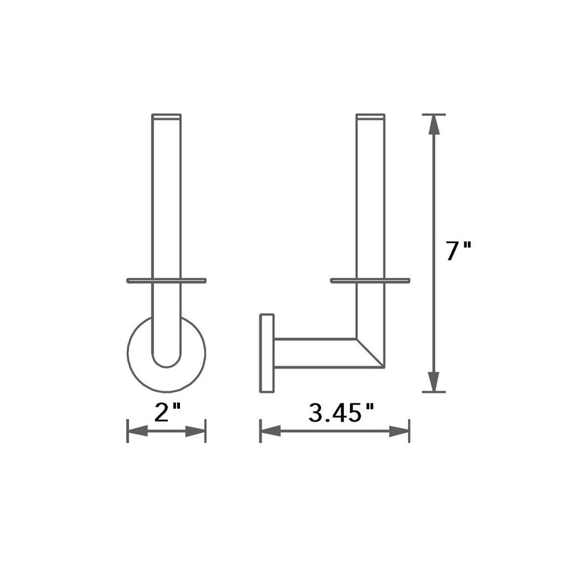 Munich Vertical Toilet Paper Holder - Wall Mount - 7" Brass/Matt Black