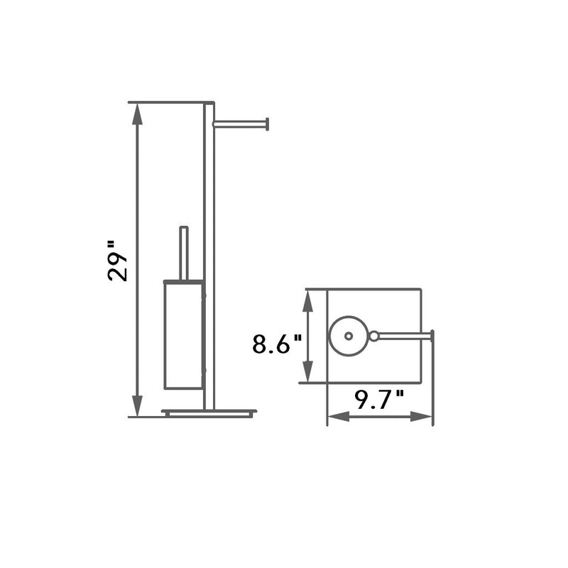 Smart Toilet Brush And Toilet Paper Holder - Free Standing - 29" Brass/Polished Chrome