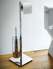 Smart Toilet Brush And Toilet Paper Holder - Free Standing - 29" Brass/Polished Chrome