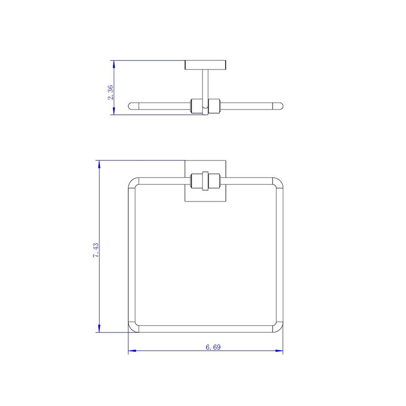 Bathroom Complements Towel Ring - Wall Mount - 6" Brass/Polished Chrome
