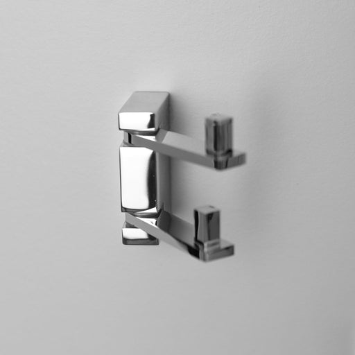 Luk 2 Double Hook - Wall Mount - 3" Brass/Polished Chrome