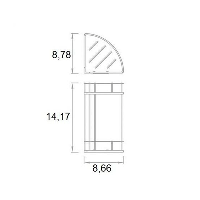 Corner Double Shower Basket - Wall Mount - 15" Stainless Steel/Polished Chrome