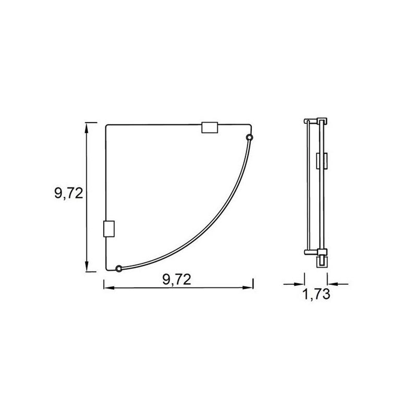 Corner Shower Shelf - Wall Mount - 10" Brass/Glass/Polished Chrome