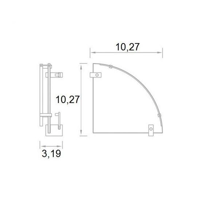 Zero Corner Shower Shelf - Wall Mount - 10" Brass/Glass/Polished Chrome