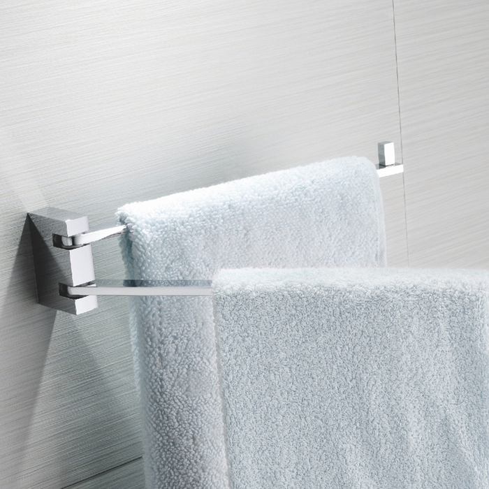 Zero Double Swivel Towel Bar - Wall Mount - 12" Brass/Polished Chrome