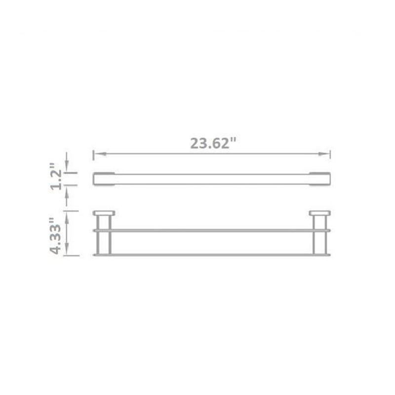 Noah Double Towel Bar - Wall Mount - 24" Brass/Polished Chrome