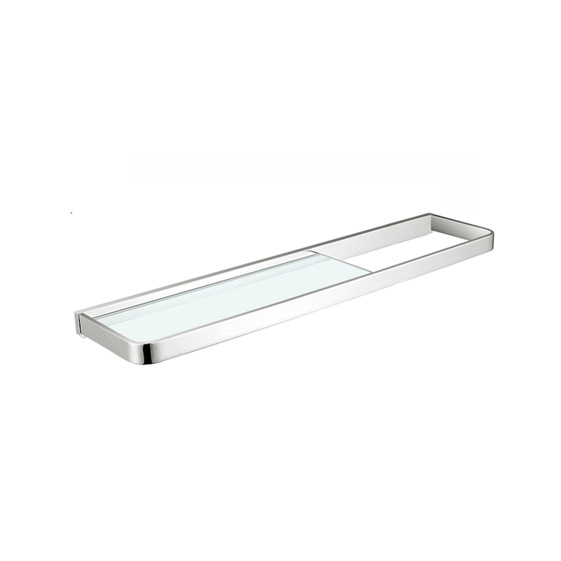 Devon Mare Shelf With Towel Bar - Wall Mount - 21" Brass/Glass/Polished Chrome