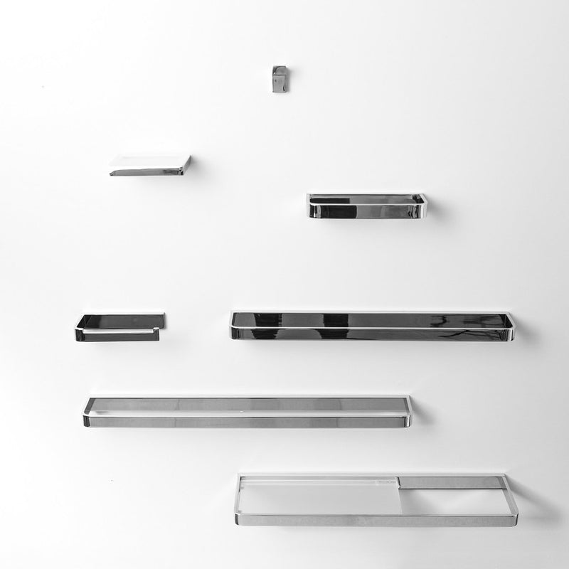 Mare Shelf With Towel Bar - Wall Mount - 20" Brass/Glass/Polished Chrome