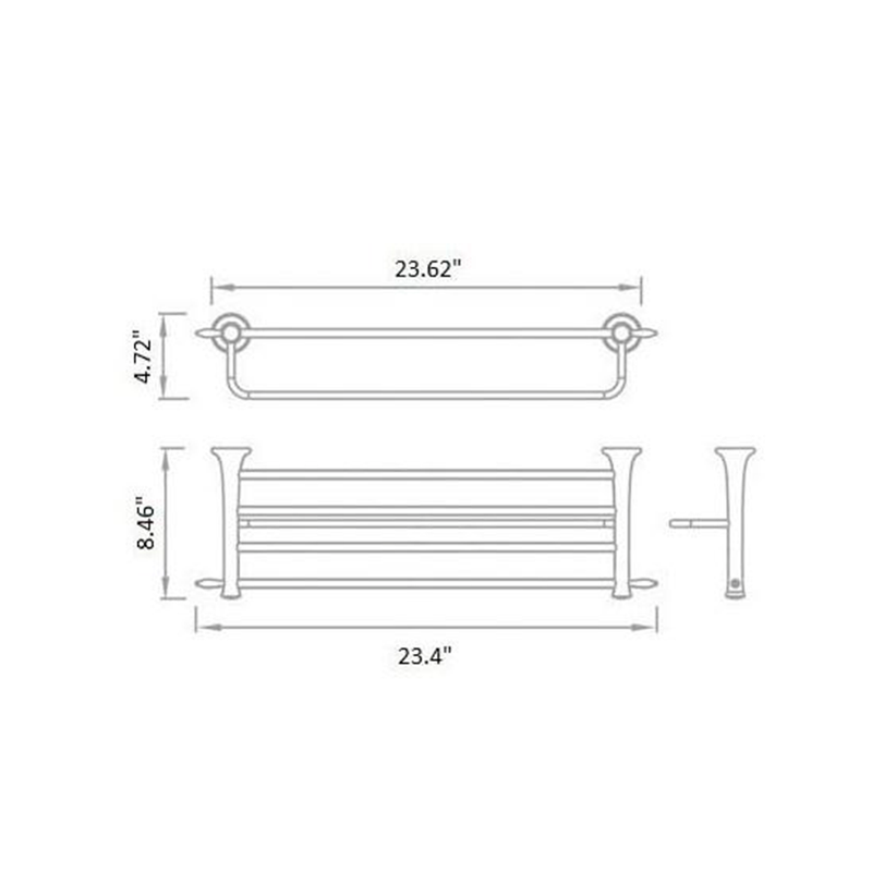 Classic Double Towel Shelf - Wall Mount - 24" Brass/Polished Chrome