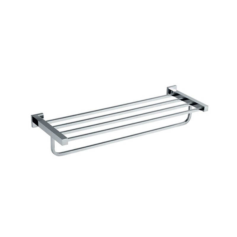 Cubic Double Towel Shelf - Wall Mount - 24" Brass/Polished Chrome