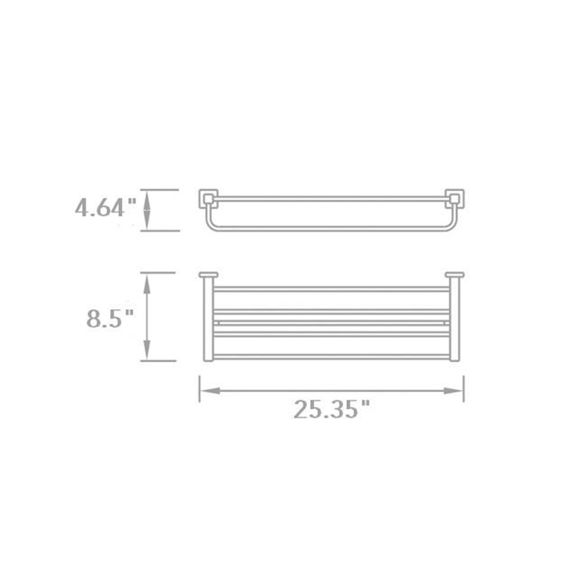 Cubic Double Towel Shelf - Wall Mount - 24" Brass/Polished Chrome