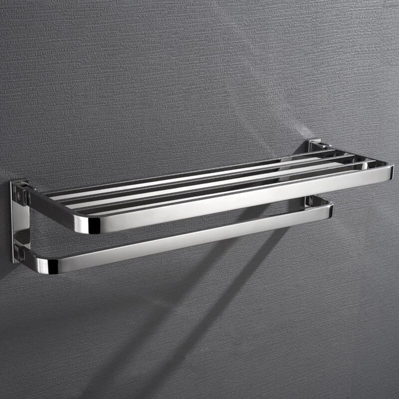 Mare Double Towel Shelf - Wall Mount - 24" Brass/Polished Chrome