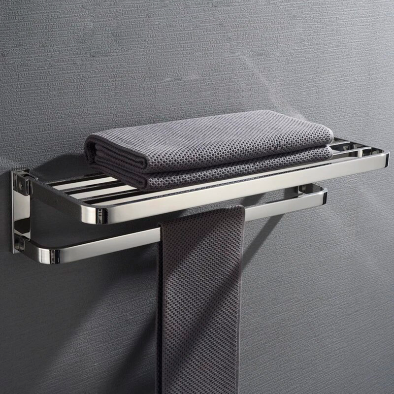 Mare Double Towel Shelf - Wall Mount - 24" Brass/Polished Chrome