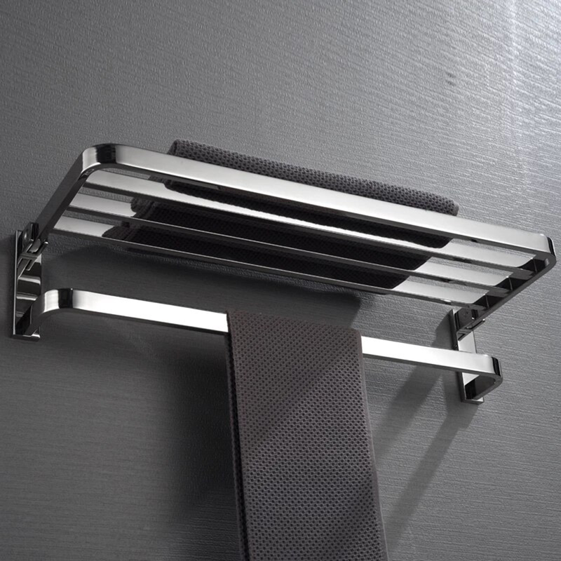 Mare Double Towel Shelf - Wall Mount - 24" Brass/Polished Chrome