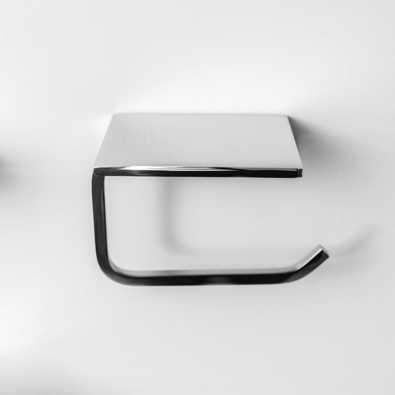 Cubic Toilet Paper Holder - Wall Mount - 5" Brass/Polished Chrome