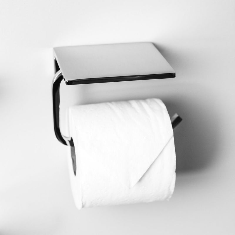 Cubic Toilet Paper Holder - Wall Mount - 5" Brass/Polished Chrome