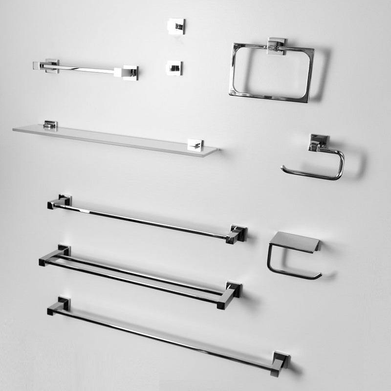 Cubic Toilet Paper Holder - Wall Mount - 5" Brass/Polished Chrome