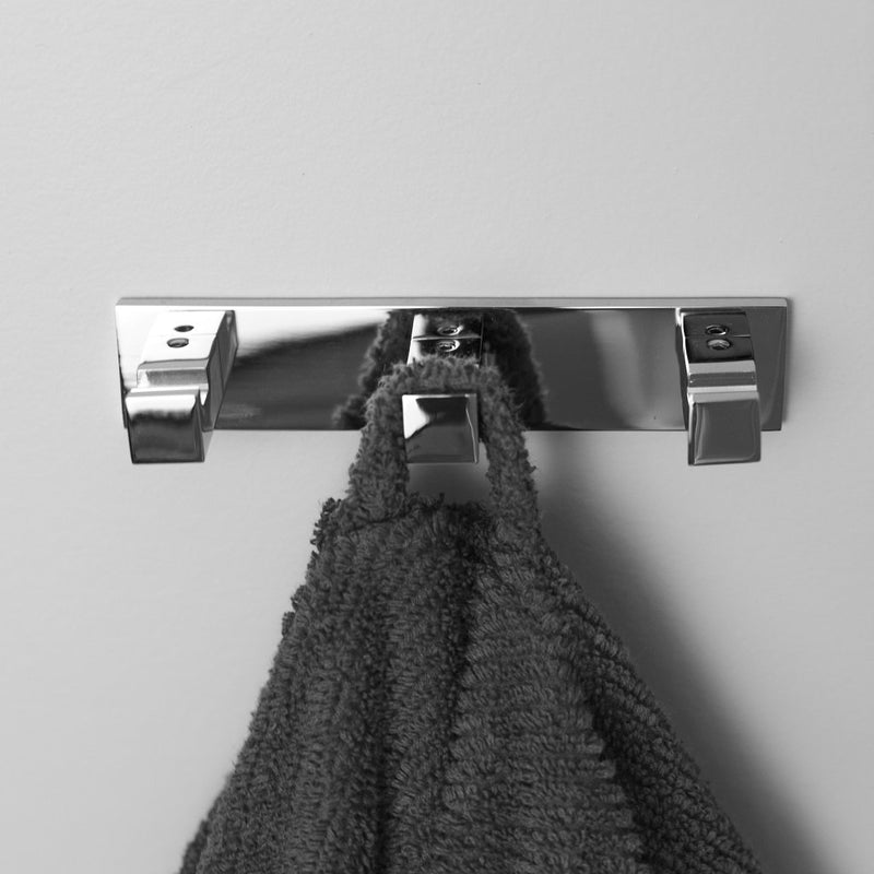 Luk 2 Triple Hook - Wall Mount - 6" Brass/Polished Chrome