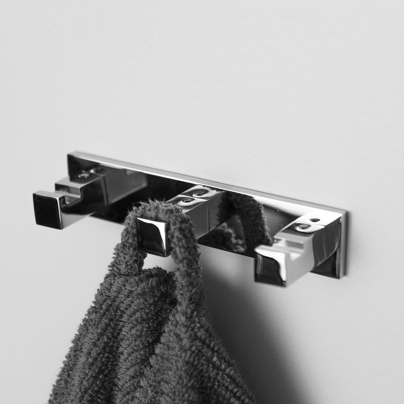 Luk 2 Triple Hook - Wall Mount - 6" Brass/Polished Chrome