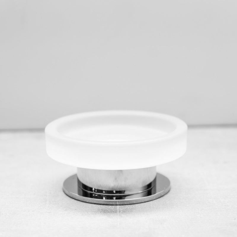 Bathroom Complements Soap Dish - Free Standing - 4" Stainless Steel/Glass/Polished Chrome