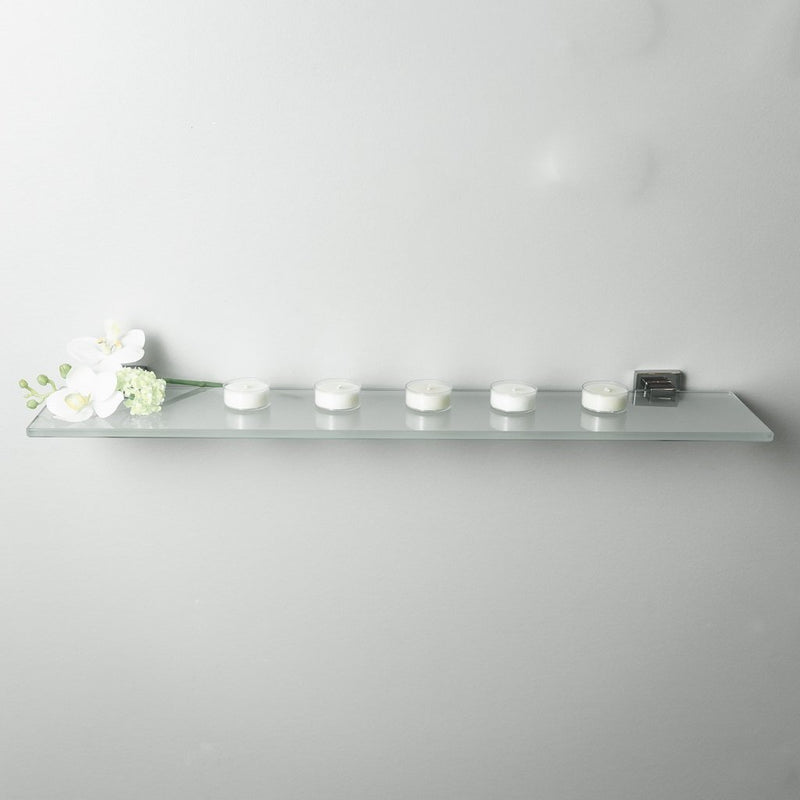 Cubic Glass Shower Shelf - Wall Mount - 24" Brass/Glass/Polished Chrome