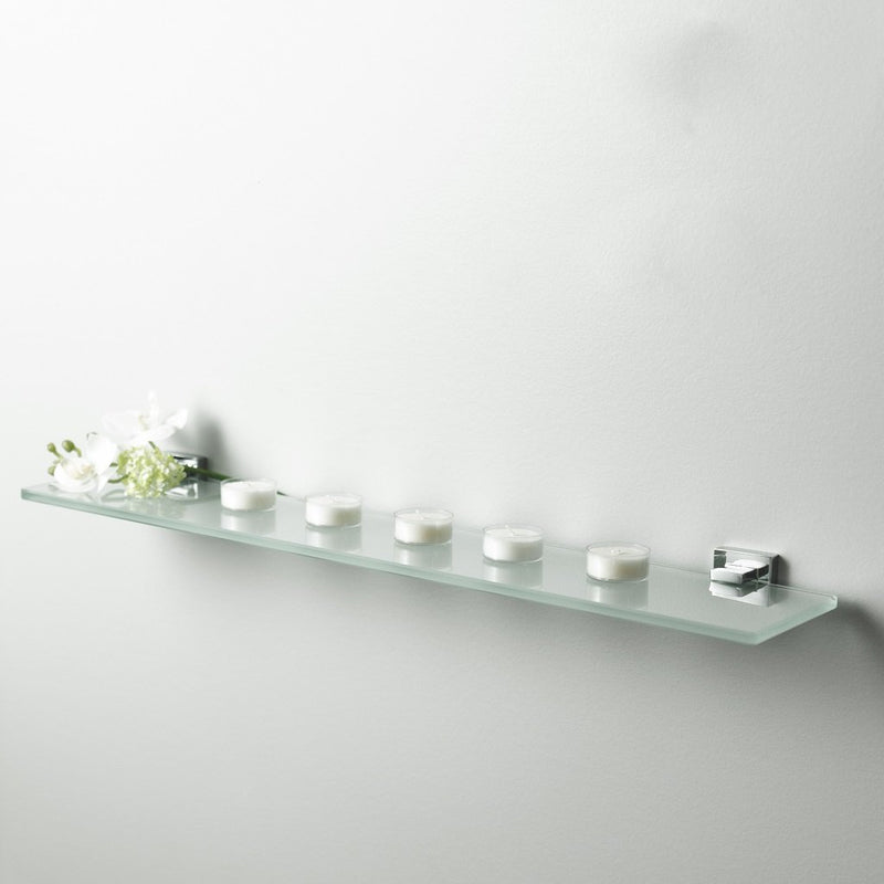 Cubic Glass Shower Shelf - Wall Mount - 24" Brass/Glass/Polished Chrome