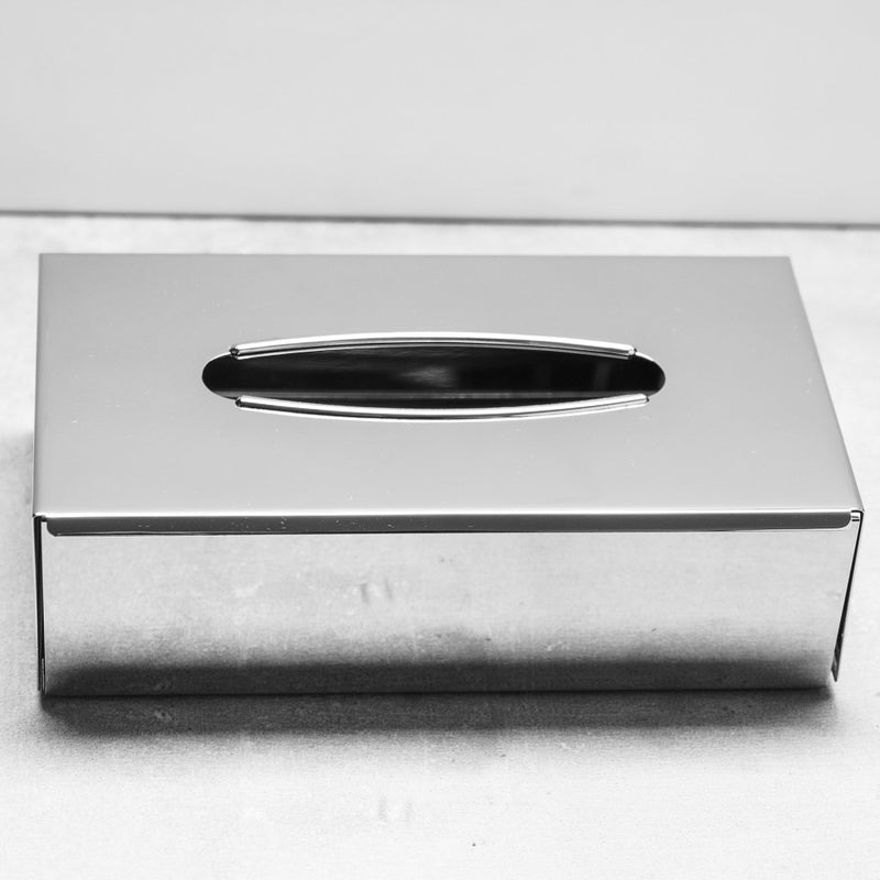 Bathroom Complements Tissue Box - Wall Or Free Installation - 10" Stainless Steel/Polished Chrome
