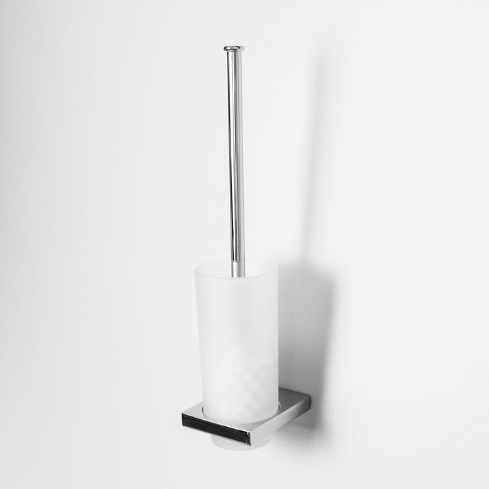Edition K Toilet Brush Holder - Wall Mount - 15" Brass/Glass/Polished Chrome