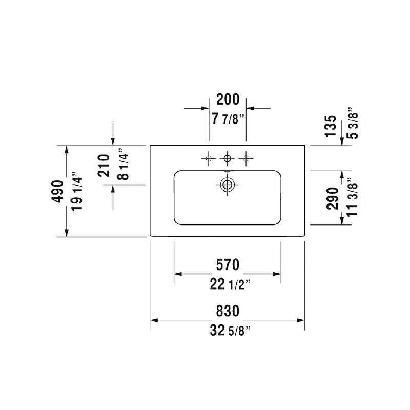 ME By Starck Integrated Vanity Sink - Single Hole - 33" Ceramic/White