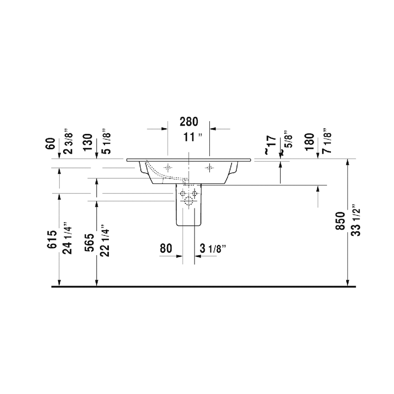 ME By Starck Integrated Vanity Sink - Single Hole - 33" Ceramic/White