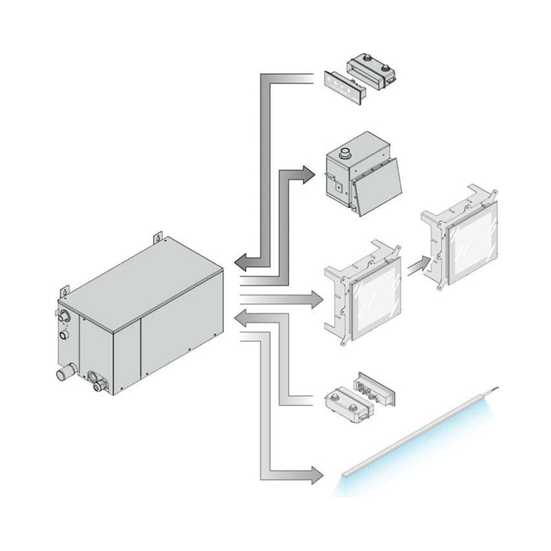 Nuvola Smart Power 45 Complete 208V External Kit Steam Generators - Wall Or Free Installation - 20" Crystal Glass/Metal/White Glass