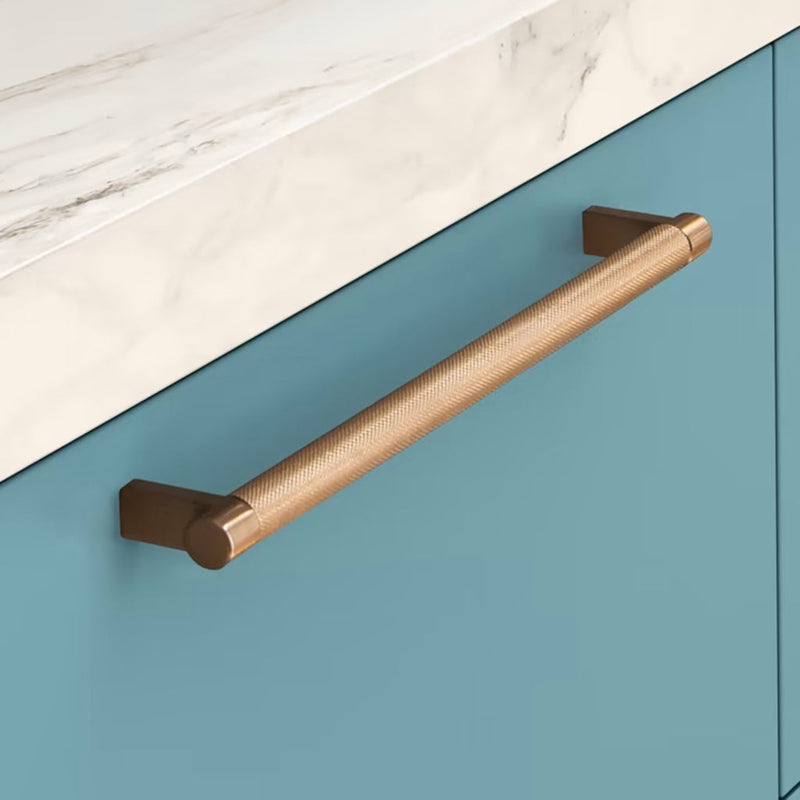Select Stem Knurled Bar Cabinet Pull Handle - Cabinet Mount - 12" Brass/Satin Brass