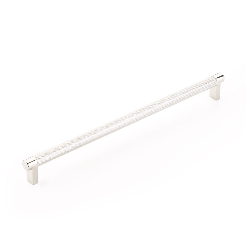 Select Stem Knurled Bar Cabinet Pull Handle - Cabinet Mount - 12" Brass/Polished Nickel