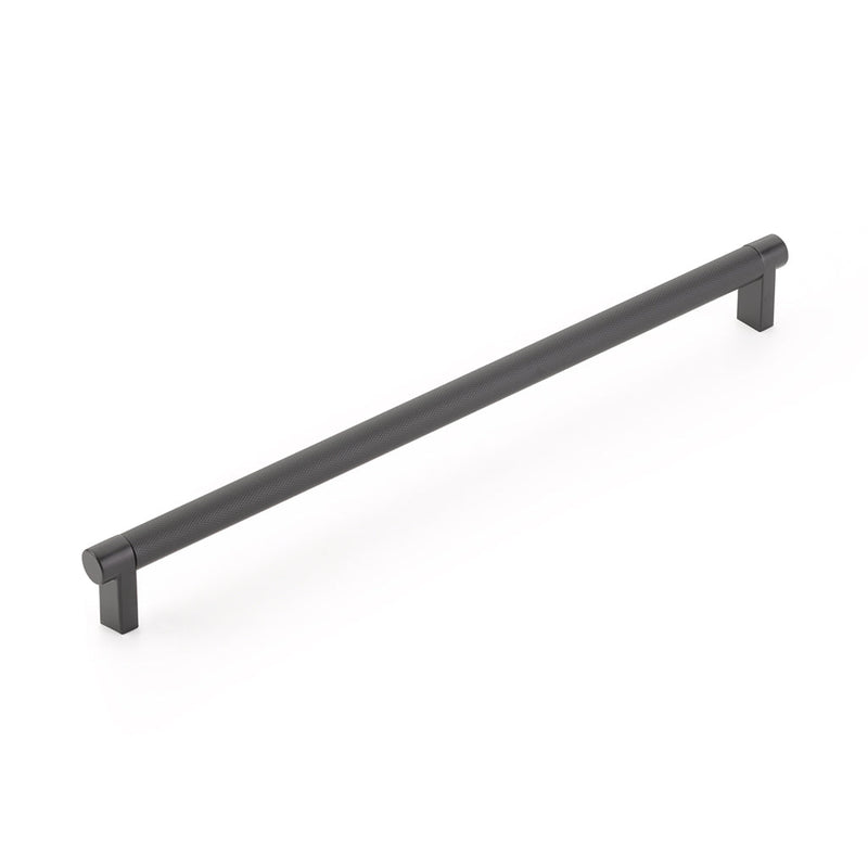 Select Stem Knurled Bar Cabinet Pull Handle - Cabinet Mount - 12" Brass/Flat Black