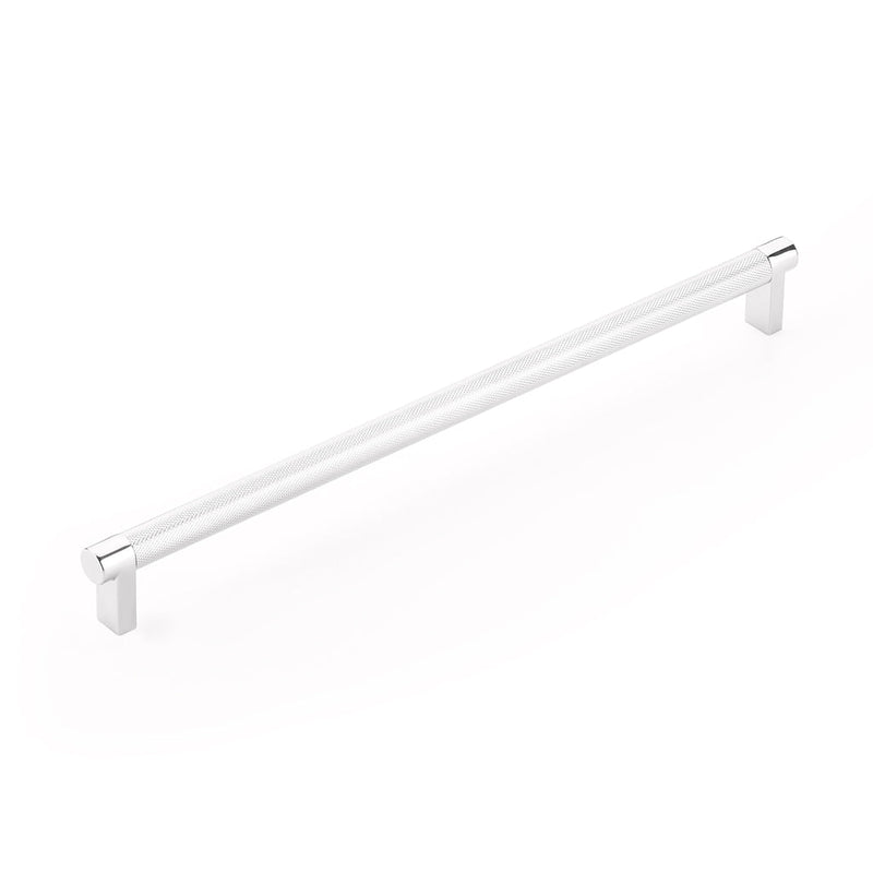 Select Stem Knurled Bar Cabinet Pull Handle - Cabinet Mount - 12" Brass/Polished Chrome