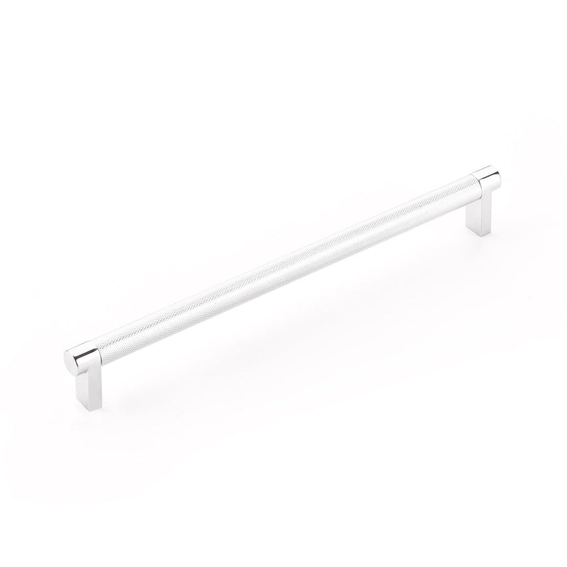 Select Stem Knurled Bar Cabinet Pull Handle - Cabinet Mount - 10" Brass/Polished Chrome